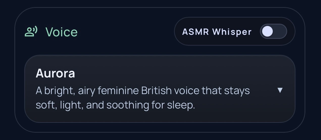 Dream Lab voice selection screen