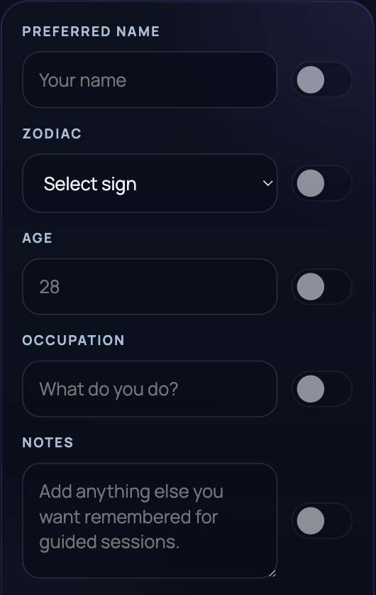 Dream Lab personalization settings screen